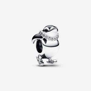 Ciondolo pinguino sci Pandoras 925 set di ciondoli di lusso in argento sterling Set di braccialetti che fanno ciondoli Collana con perline di design Ciondolo Scatola originale Commercio all'ingrosso di qualità TOP