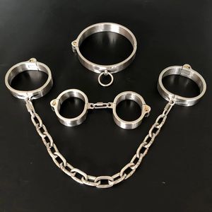 Adult Games Feet Fetish Bondage Restraints Stainless Steel Shackles BDSM Slave Cuffs Erotic Sex Toys For Couples