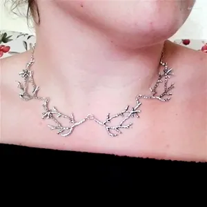 Pendant Necklaces 2024 Antler Branches Necklace Witch Fantasy Forest Jewelry Gothic Statement Wedding Magic Wiccan Fashion Gift Women