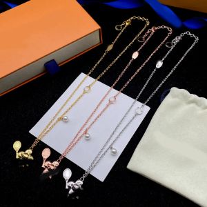 Luxury Charm Chokers Chain Necklace Brand Designer Gold Silver Plated Stainless Steel Pendant Fashion Elegant Women Girl Jewerlry Wedding With Box Never Fading