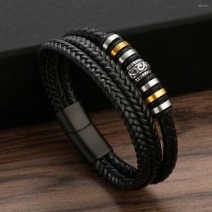 Charm Armband Viking av rostfritt stålpärlor armband smycken för män punk flerskikt flätad casual läder grossist gåva