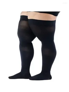 Meias femininas m - 4xl 5xl meias de pressão masculinas extra grande anti veia varicosa trombo 23- 32mmhg elástico segmentado deslizamento design apertado