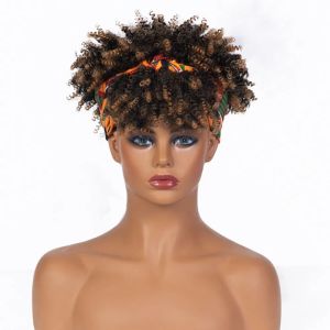 Perücken, afrikanisches Haarband, Perücke, Stirnband, allmähliches Dunkelbraun, kleine lockige Perücken, Kopfbedeckung, Afro-verworrene Haare