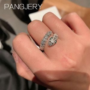 Pangjary Sier Color Serpentine Ring for Women Chic 과장된 불규칙한 트렌디 한 디자인 절묘한 생일 보석 선물