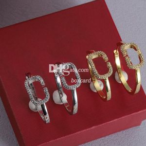 Brincos de diamante de luxo pregos de ouvido na moda, brinhos dourados charmos