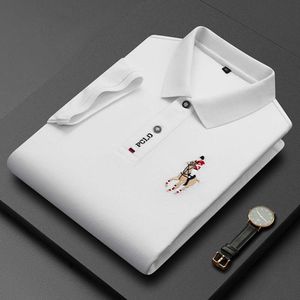 Ice Short Sleeved T-shirt Polo Shirt 2024 New Summer Silk Cotton High-end Men's Middle-aged Dad Top