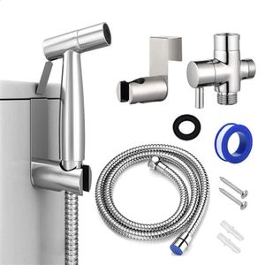 Handheld Toilet Bidet Sprayer Set Kit Stainless Steel Hand Faucet for Bathroom Shower Head Self Cleaning 240314