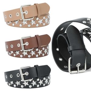 Fashion Five pointed Star Belt Rivet Ins Style Punk Decorative Jeans Personalized Belt for Women 240315