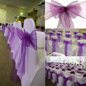 100 datorer Organza Stol Sash Bow for Banket Wedding Party Event Xmas Decoration Sheer Fabric Supply 18cm275cm 240307
