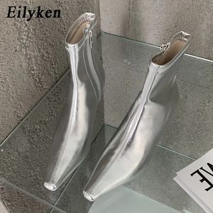 Eilyen Spring Pointed Toe Women Ankle Boots Ladies Eelgant Thin High Heel Solid Chelsea Shoes Soft Leather Short Boots 240411