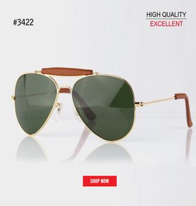 2019 New PU leather bridge aviation pilot uv400 3422 sunglasses men brand designer unisex G15 lens women da sole eyewear sungl7684365