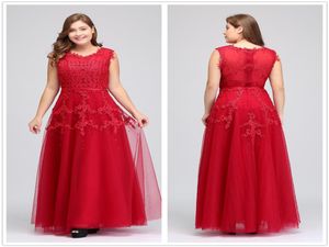 Prawdziwy obraz Czerwone koronkowe suknie wieczorowe plus size, długie sukienki wieczorowe Tiul z koronkowymi koralikami długość podłogi formalne sukienki druhny CPS2994928083