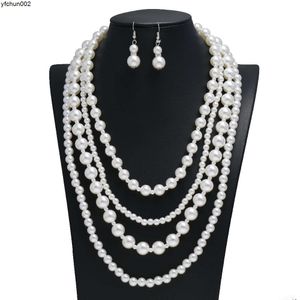 Hot Selling Accessory Pearl Necklace Fashionable and Simple Multi-layer Sweater Chain Evening Dress for Women S4xm