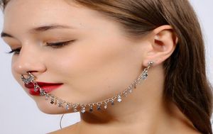 Non Piercing Nose Ring with Chain Nose to Ear Chain with Tassel Punk Style Body Piercing Jewelry8657954