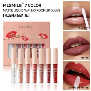 Lip Gloss 7 Cores Conjunto Matte Batom Veludo Líquido Não Marcação Longa Duração Sexy Vermelho Rosa Maquiagem Beleza Cosméticos