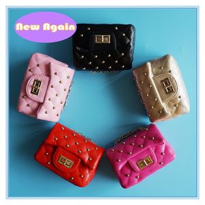 Baby girls little coin purses Toddlers small shoulder bags Childrens mini rivet messenger bag Toddlers designer wallets pu pouch ARYB041