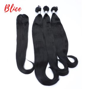 Pack Pack Blice Synthetic Hair Tail Warping With Weft Weaving Free Band Curly Wavy Black 3PCS/Lot Bundles 18"20"22Inch