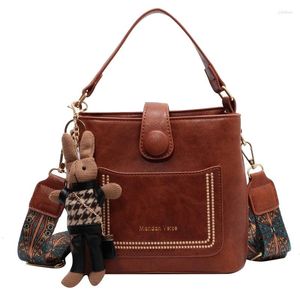 DrawString Sell Vintage Simple Small Pu Leather Bucket Crossbody Bag For Women 2024 Designer Fashion Lady Luxury Black Shoulder Handbag