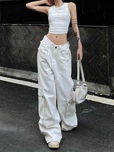 Damenjeans 2023 Koreanische Y2K Mode Weiße Baggy Cargo Neue Jeans Kpop Hosen Für Frauen Kleidung Gerade Breites Bein Lässige Elegante Hose LadyC24318