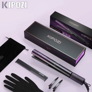 Irons Kipozi Professional Hair Ropner 2 w 1 Curling Hair Titanium Pro Flat Iron Stylowanie ciepła narzędziem z cyfrowym wyświetlaczem LED