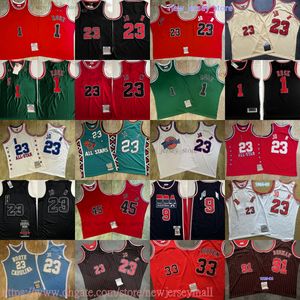 Klasyczny retro autentyczny haft 1997-98 Basketball 23 Michael Jersey 33 Scottiepippen 91 Dennisrodman Real zszyty 1996 All-Star 1989 Away oddychający sport