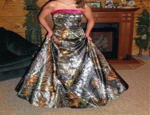 Strapless ALine Camo Wedding Dresses Real Tree Camouflage Custom Made Robe De Mariee Bridal Gowns Plus Size Robe Plus Size Countr1826359