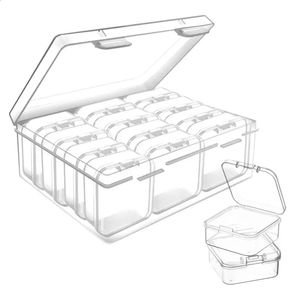 13 pçsset plástico transparente caixa de armazenamento jóias diy acessórios pequenas peças flip cover recipiente 240318