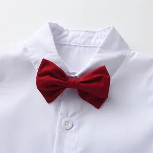 Zestawy odzieży Baby Boys Gentleman Dżentu Suits Krótkie rękawie Bowtie Shirt Shorts Shorts Set Ubrania kombinezon