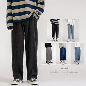 2023 moda coreana masculina baggy jeans clássico unisex homem reto denim calças largas hip hop bagy luz azul cinza preto 240311