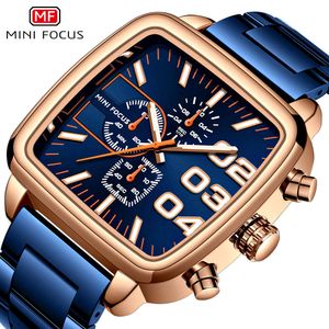 Mini Focus Brand Multifunktionellt vattentätt kvartsglödstål Band Men's Watch 0314G