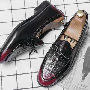 HBP Non-Brand Red Wine Slip On Casual Formal Non Slip Dress Shoes Size 38-47 Classic Durable Bowknot Men Loafer Shoes