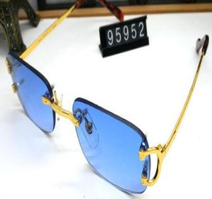WholeSquare-Brille, Büffelhorn, Kunststoff, Glas, goldfarbene Metallbeine, Sonnenbrille, Designer-Qualität, randlose Brille w6085458