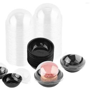Parti Dekorasyonu 50 Paket Açık Plastik Mini Cupcake Konteyneri Bireysel Ambalaj Tedavisi Kutuları Kubbeler için Kubbeli Macaron