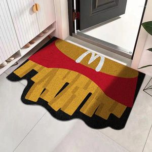 Mattor Franska pommes frites Taco Door Mat PVC Anti-Slip Doormat 60x40cm Pumpkin Pie Mattor för vardagsrumsmattdekorationer Köksfot