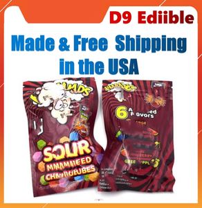 USA Partihandel Förfylld D9 Gummies Edible Packaging Ziplock Lukt Proof 500 mg 600 mg