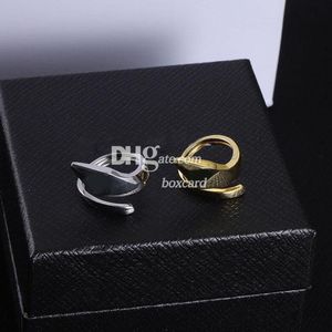 Masculino feminino designer anéis vintage ouro matal anéis para amantes chique carta banhado anéis com caixa de presente