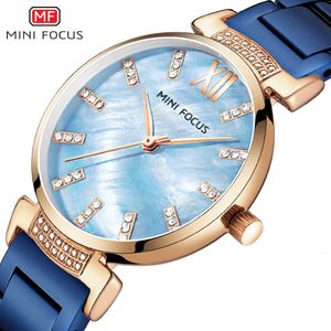 MINI FOCUS Moda Luz Luxo Conjunto de Diamantes Beimu Banda de Aço Movimento Japonês Relógio À Prova D 'Água Feminino 0227L