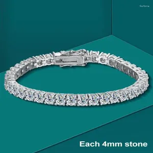 Länkarmband Moissanite Tennisarmband med certifikat 925 Sterling Silver Plated Gold 3/4/5/6.5mm Diamond Bangle for Women Men