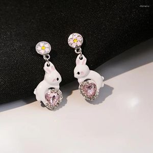 Ohrstecker, süß, romantisch, rosa Kristall, Herz für Frauen, Emaille, Blume, Strass, Tier, Mädchen, Paar, Geschenk, Schmuck