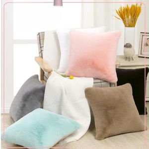 Pillow Solid Color Short Plush Pillowcase White Fluffy Retro Decorative Home Pillows Throw Cover For Sofa Bedroom