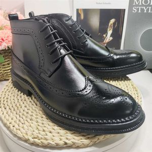 Pattern Brogue HBP Formal Non-Brand Dress Shoes Comfortable Classic Mens Leather Ankle boots