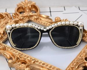 Женские солнцезащитные очки с кристаллами и жемчугом в стиле барокко, ретро, винтажные солнцезащитные очки «кошачий глаз», женские очки Óculos De feminino 8652155