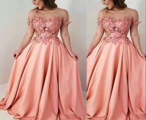 Mercan Nedime Elbiseleri Omuz Şifon Kapalı 3D Floral Aplike Boncuklu Zemin Uzunluğu Özel Yapımı Onur Gowns AFRI8603988