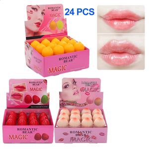 Atacado em massa 2412pcsLip Balm Set Beauty Fruit Balm Maquiagem Lábios Cuidados Pêssego Lip Balm Fruit Cute Lip Balms Hidratante Batom 240312