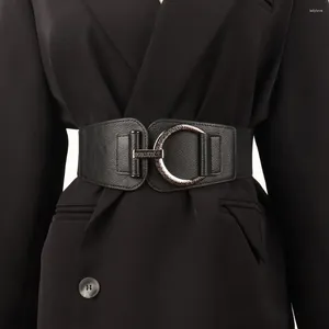 Cinture Cintura larga vintage per donna Moda fibbia ad ardiglione selvaggia Cintura in pelle PU con sigillo in vita Camicia elegante da donna di lusso Cintura elastica