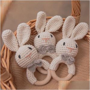 Rattles Mobiles Baby Rattle Coghet Amigurumi Bunny Bell Born Knitting Gym Toy Education Teether Mobile 012 månader 230525 Drop D DHMKC