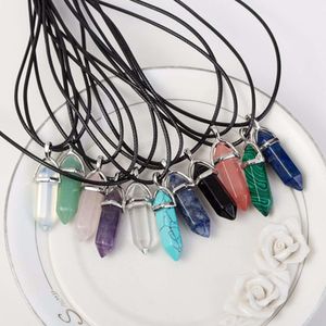 50pc Chakra Healing Crystal Necklaces - Bullet-Shaped Pendants with Black Chains, Ideal for Mother's/Father's Day Gifts & Accessories