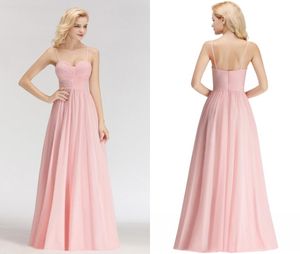 섹시한 실제 사진 핑크 2019 새로운 도착 저렴한 신부 들러리 드레스 스파게티 스트랩 등이없는 결혼식 게스트 댄스 댄스 이브닝웨어 드레스 5740320