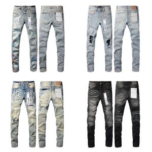 2024 Высококачественные фиолетовые дизайнерские модные мужские высококачественные рваные байкерские женские джинсовые брюки-карго для мужчин Черные джинсы kig668