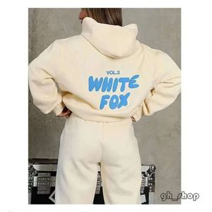 Hohe Version Designer Sportswear White Fox Hoodie-Set 2-teiliges Set Damen Herren Anzug Sportlicher Langarm-Pullover mit Kapuze Einfarbiger Trainingsanzug Sweatshirt 2410